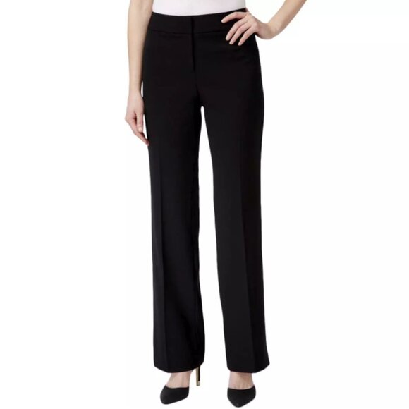 JM Collection Trouser 12P Navy Blue Solid - Picture 1 of 6